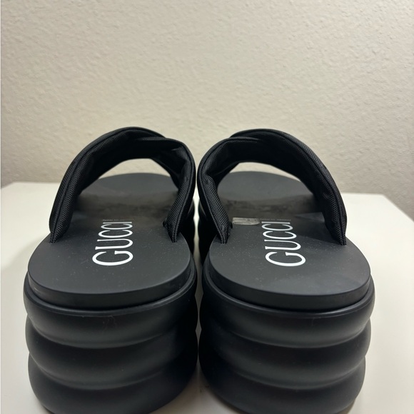 Gucci GG-Jacquard Padded-Nylon Rubber Platform Sandals Mules - Picture 5 of 6